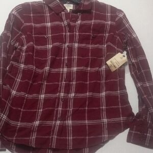 Women  Maroon Plaid Button-Down Shirt